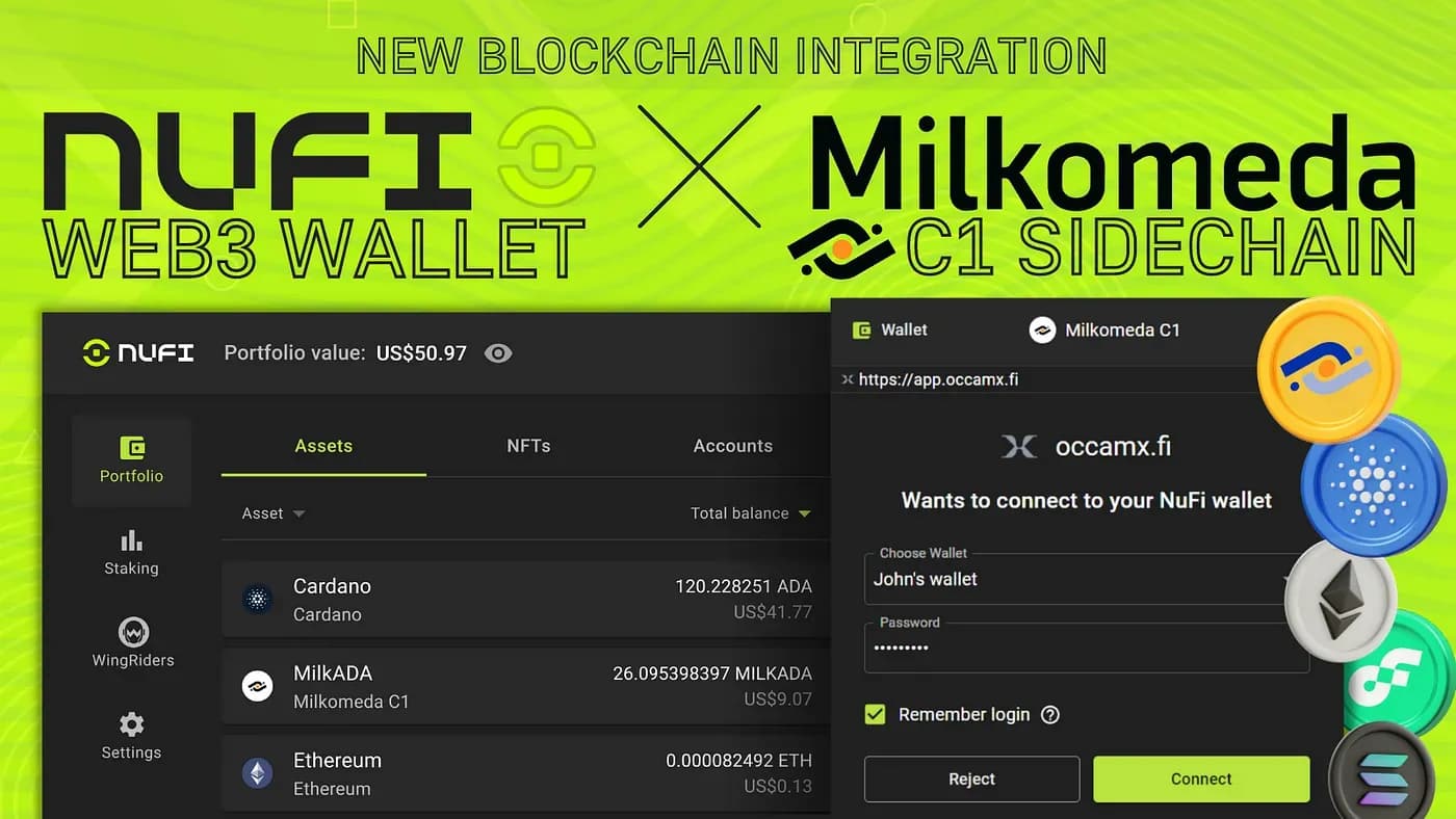 NuFi Wallet Now Supports Milkomeda C1, the Sidechain Bringing Ethereum Dapps to Cardano